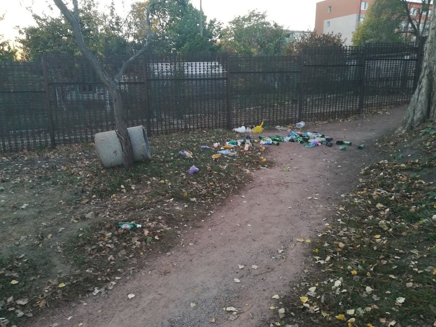Śmieci na wybiegu dla psów przy ul. Budziszyńskiej [ZDJĘCIA]