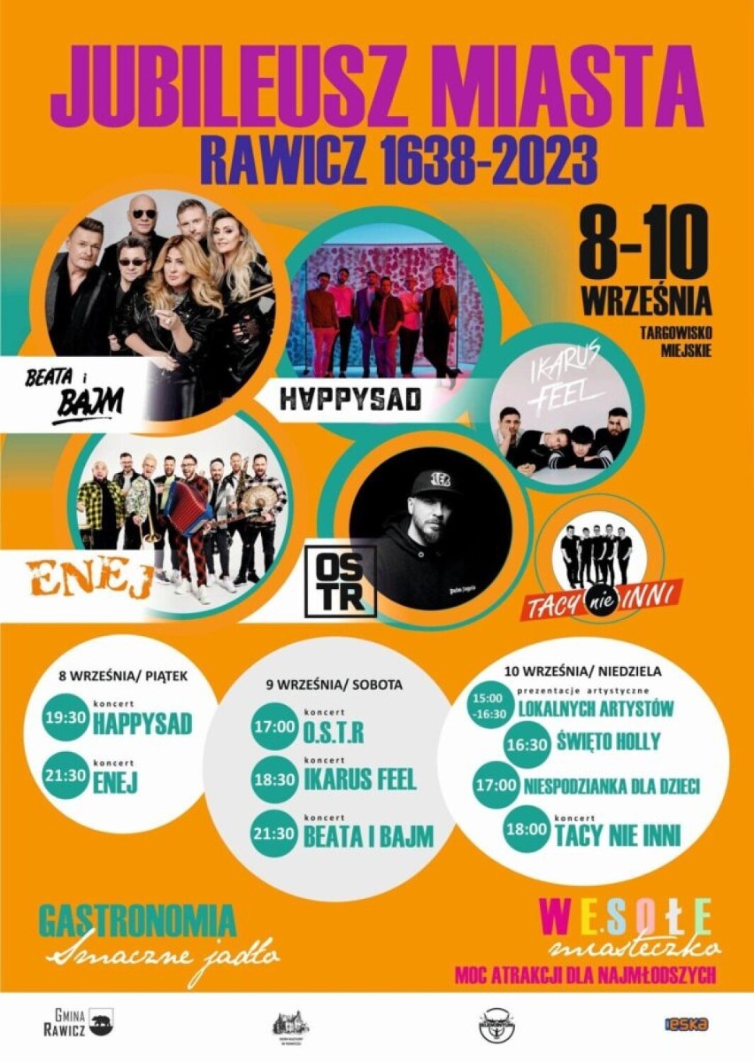 Trzy koncertów i imprez w Rawiczu w weekend 8-10 września...