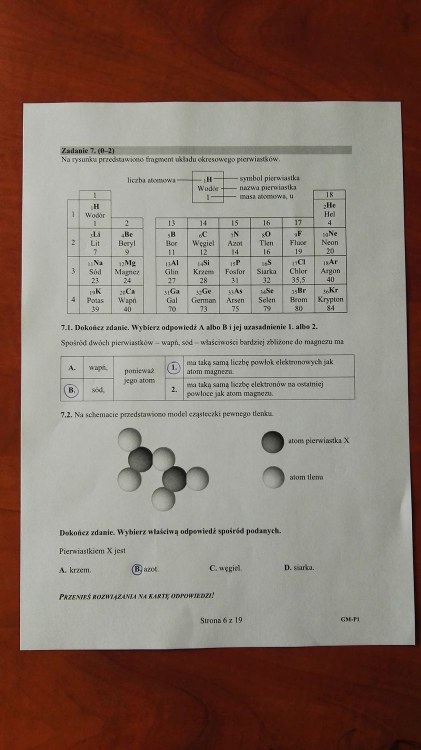 Egzamin gimnazjalny 2019 przyroda ODPOWIEDZI, ARKUSZ CKE