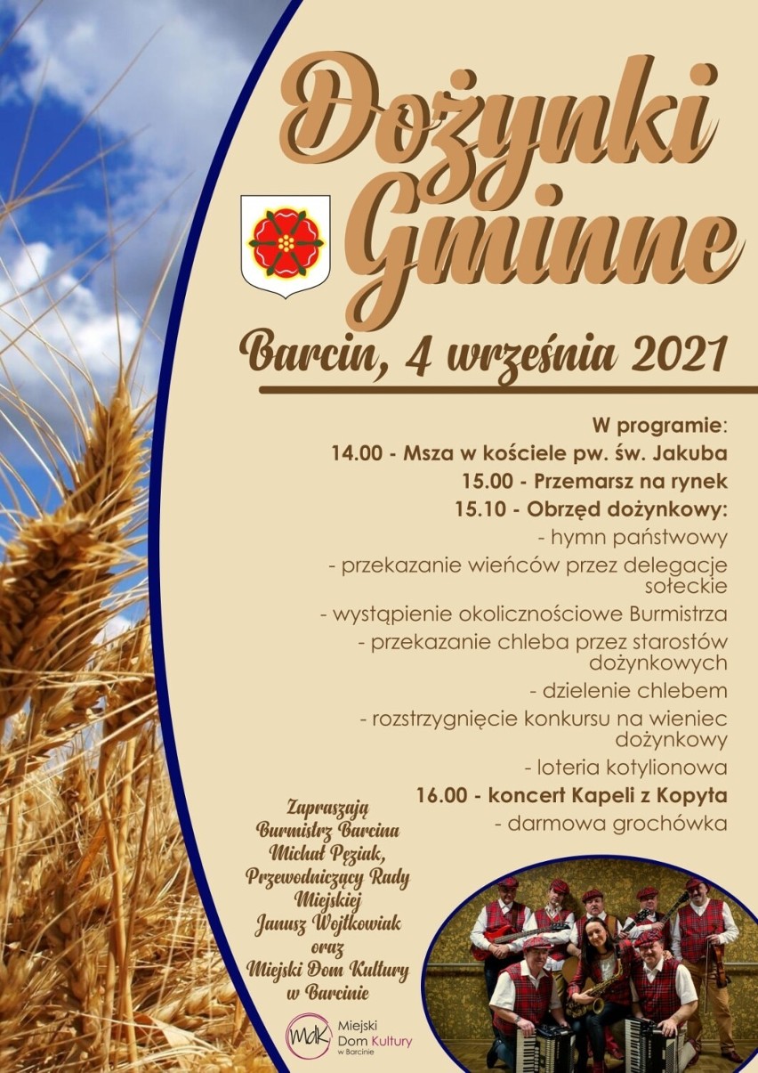 Dożynki gminne w Barcinie zaplanowano 4 września. Wszystko...