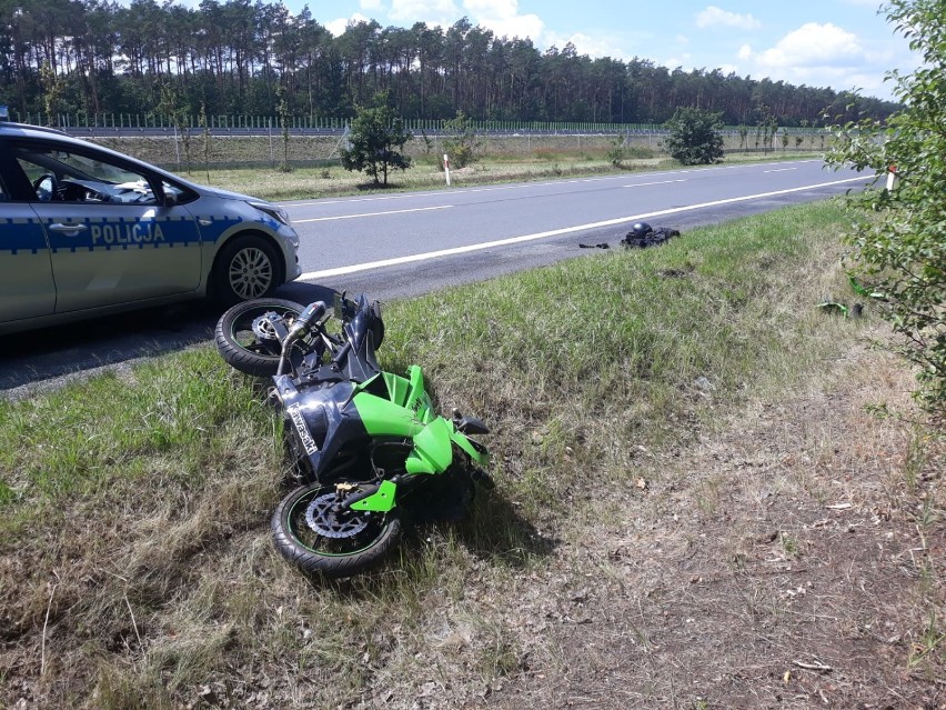 Wypadek w Wygodzie na DK 91. Motocyklista w szpitalu [zdjęcia]