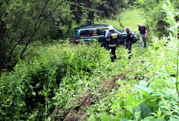 Wypadek Kosarzyska. Sarny na drodze, samochód w lesie