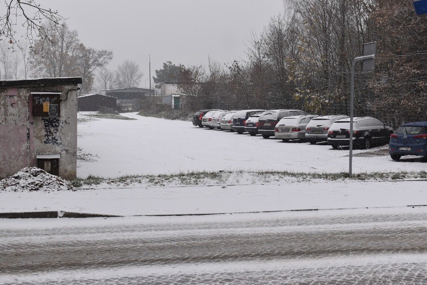 Śnieg poprószył w Krośnie Odrzańskim.