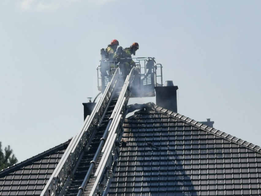 Pożar dachu domu jednorodzinnego na Płockiej we Włocławku