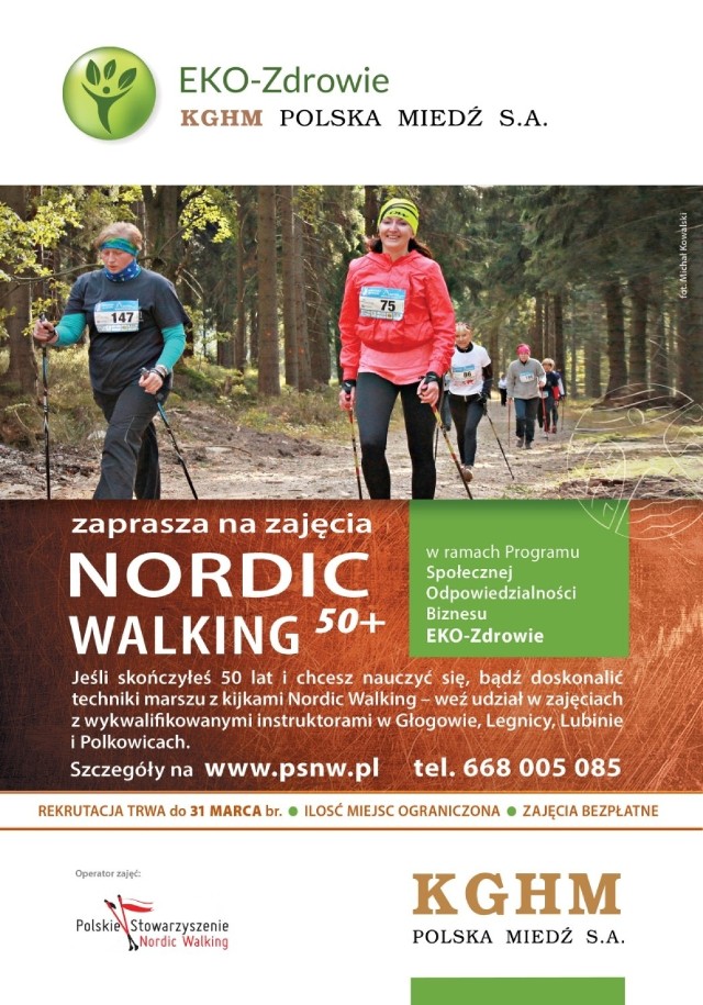 KGHM zaprasza na Nordic Walking - zapisy do 31 marca. Liczba miejsc ograniczona