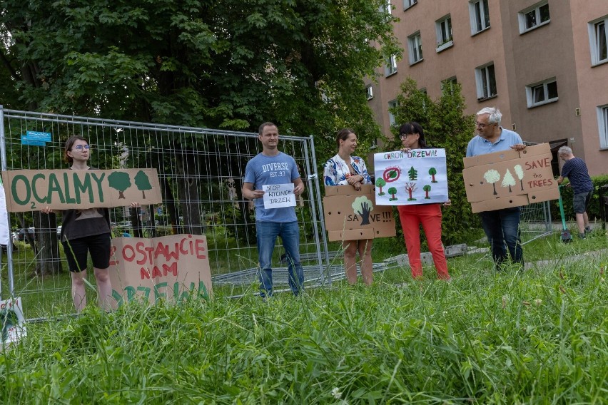 Kraków. Gorąco wokół budowy linii tramwajowej do Mistrzejowic. Mieszkańcy przyszli protestować na miejscu wycinki drzew
