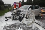 Wypadek w Sienicznie pod Olkuszem na drodze krajowej nr 94. Zderzyły się trzy auta [ZDJĘCIA]
