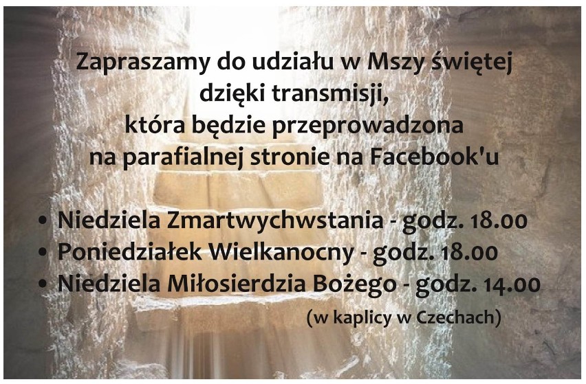 Transmisja mszy wielkanocnych z Bazyliki Mniejszej w Zduńskiej Woli na facebooku 