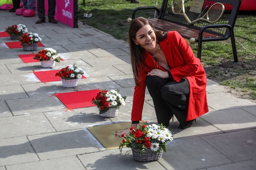 Agnieszka Radwańska podczas odsłonięcia alei gwiazd tenisa w...