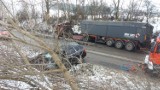 Śmiertelny wypadek w pobliżu Arciszewa k. Straszyna. Kierowca porsche zderzył się czołowo z ciężarówką [ZDJĘCIA]