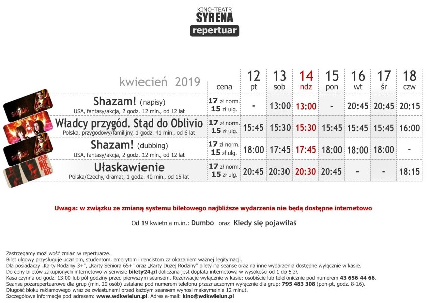 Repertuar kina Syrena w Wieluniu od 12 do 18 kwietnia [ZWIASTUNY]