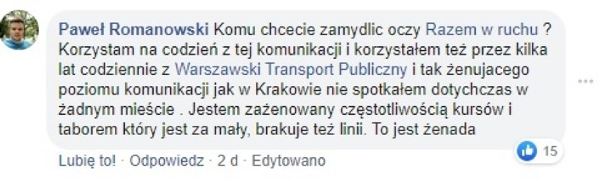 Kraków. Urzędnicy polemizują z nami w sprawie tramwajów. Mieszkańcy komentują: Żałosne. Komu chcecie zamydlić oczy? Komunikacja to dramat