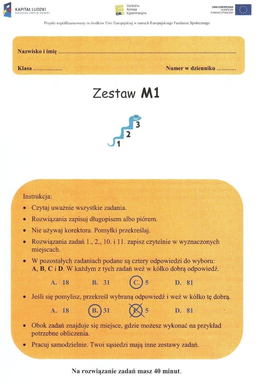 MATEMATYKA ZESTAW I - strona 1