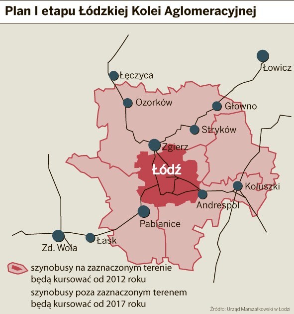 Plan I etapu Łódzkiej Kolei Aglomeracyjnej