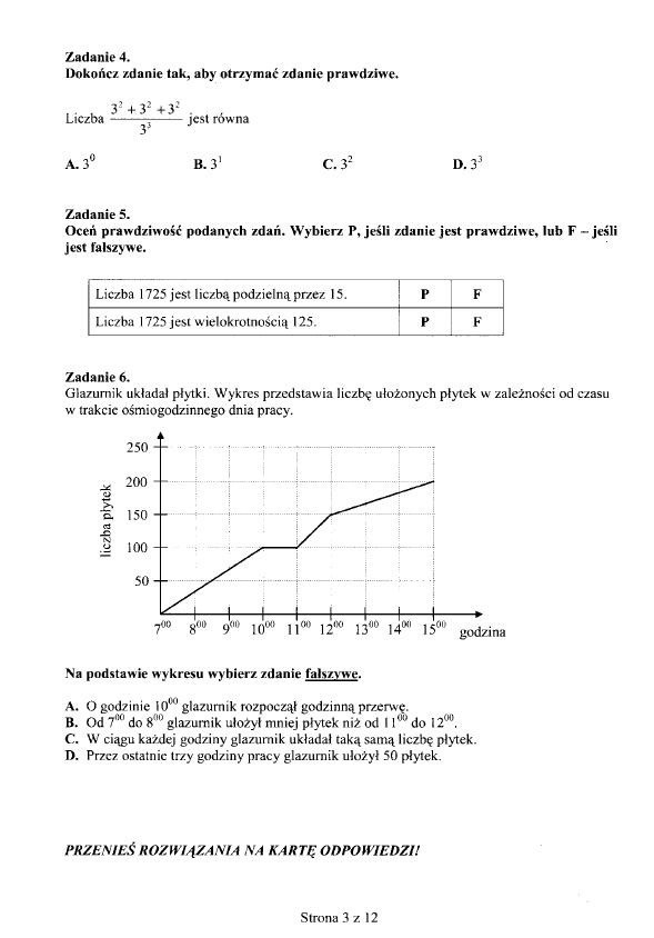 Testy gimnazjalne z matematyki [ARKUSZE, ODPOWIEDZI]