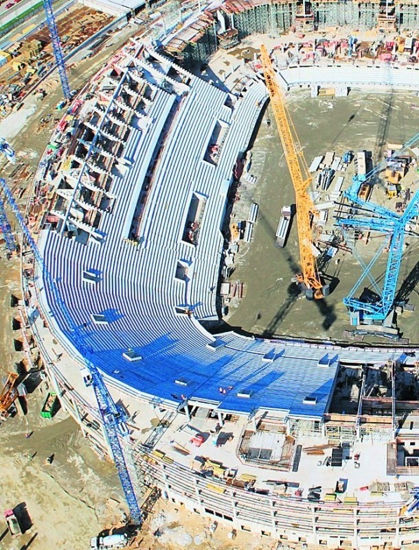 Konstrukcja betonowa stadionu jest gotowa w 80 procentach