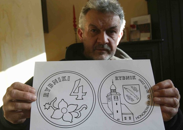 Krzysztof Dublewski prezentuje projekt monety 4 rybniki