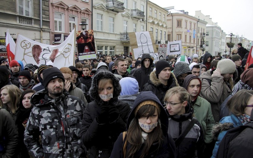 Protest przeciwko ACTA w Lublinie (ZDJĘCIA, WIDEO)