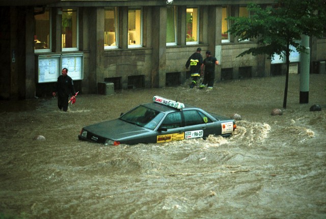 Gdańsk podczas powodzi w 2001 roku.
