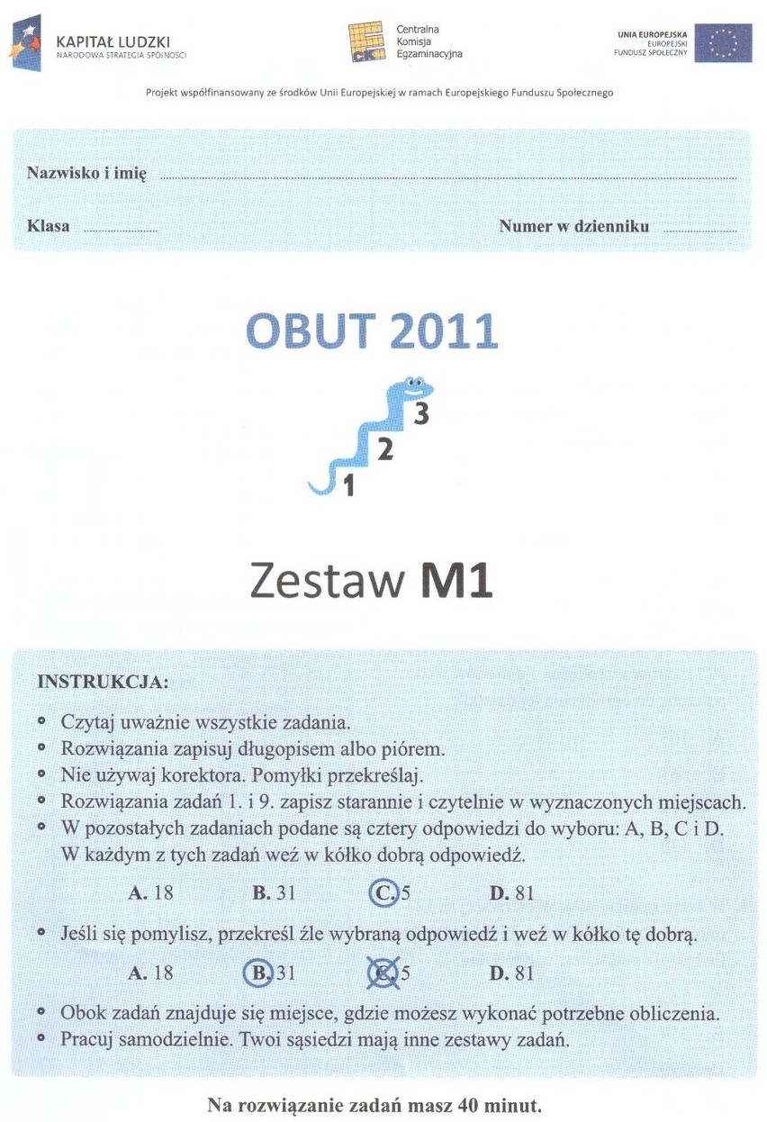 1 ARKUSZ Z MATEMATYKI