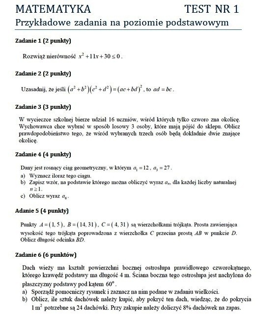 MATURA 2012: Test z matematyki 