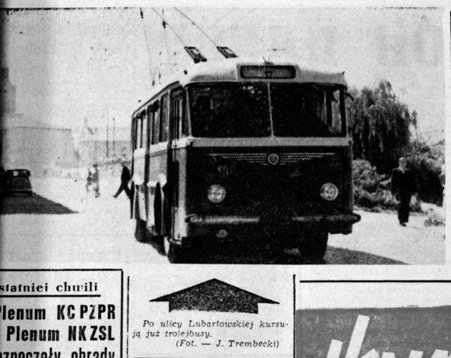 1959 23 czerwca tego roku Kurier informował, że po ulicy Lubartowskiej jeżdżą już nowe trolejbusy.