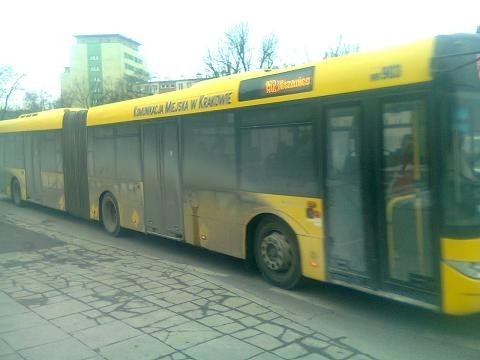 Fotografia brudnego autobusu 152 od naszej Czytelniczki 