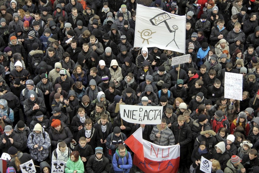 Protest przeciwko ACTA w Lublinie (ZDJĘCIA, WIDEO)