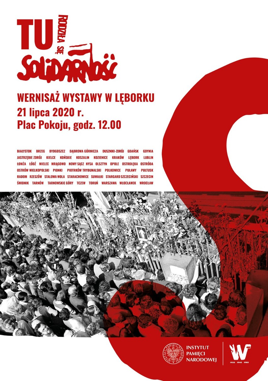 Lębork. W 40 rocznicę powstania "Solidarności" uroczyste otwarcie wystawy na placu Pokoju