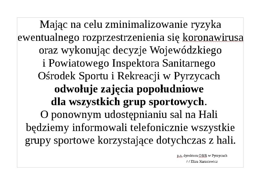 Od poniedziałku zamknięte szkoły i przedszkola w Pyrzycach 