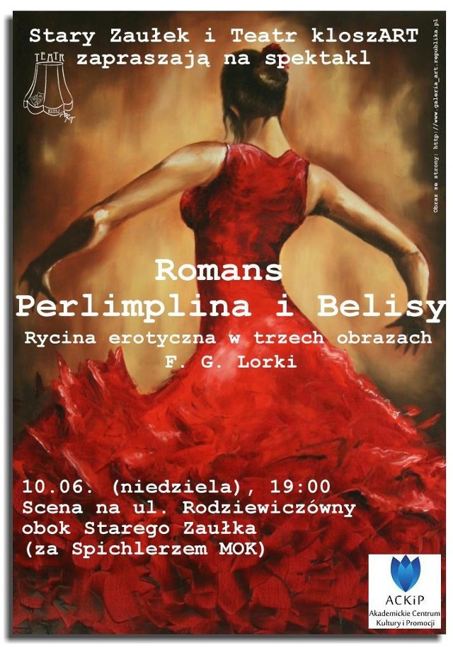 Plakat do spektaklu Teatr kloszART "Romans Perlimplina i Belisy"