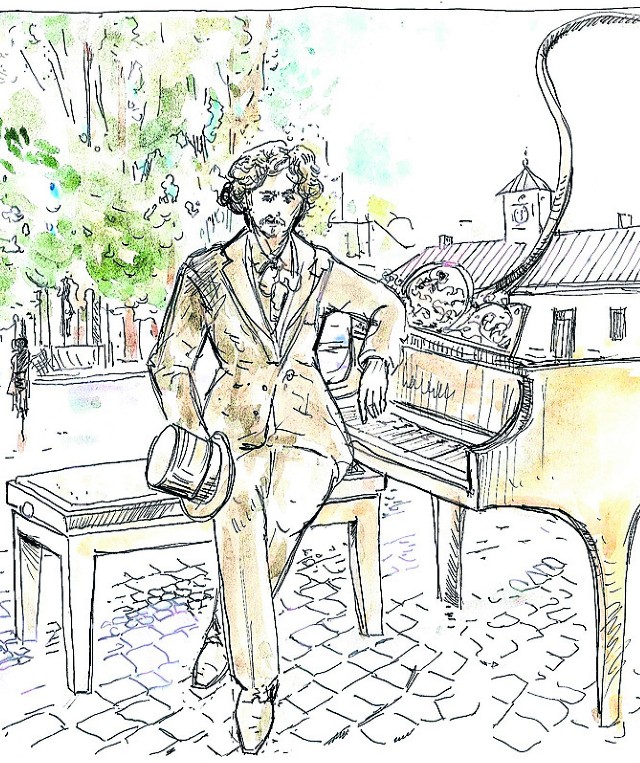 Według projektu Ewy Fleszar - mistrz Paderewski będzie siedział na prostej ławce, a obok niej stanie fortepian . Wszystko z brązu