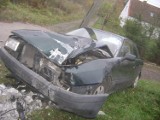 Wypadek w Łankiejmach. Samochód uderzył w słup [ZDJĘCIA]