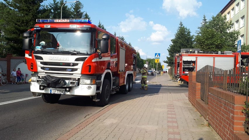 Pożar kombajnu na ul. Konarskiego w Łasinie