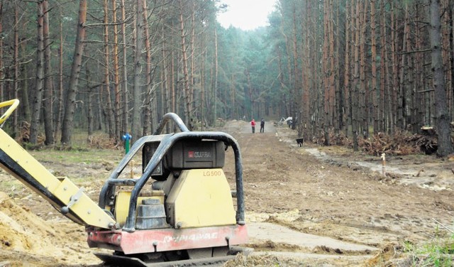 Prace przy budowie drogi w głąb lasu trwają, kilkaset drzew zostało wyciętych pod koniec marca. Na wybudowaniu drogi prace na razie mają się zakończyć