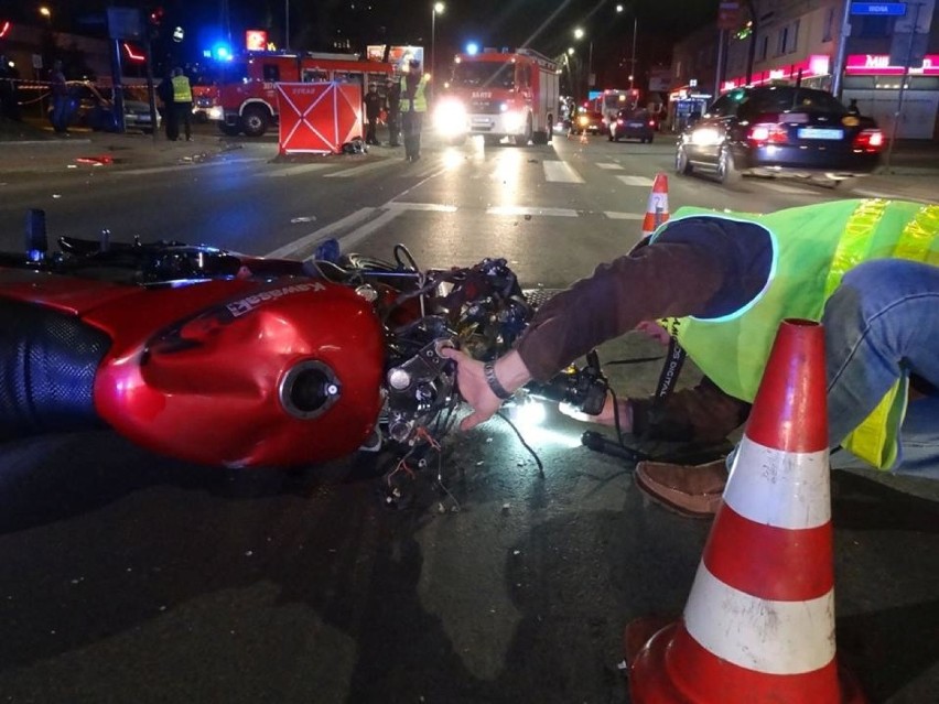 Wypadek motocyklisty na ul. Pilotów w Krakowie