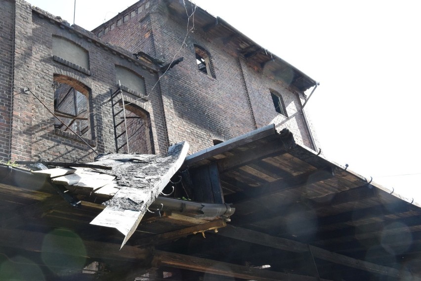 Pożar młyna w Byczynie - stan aktualny spalonego budynku