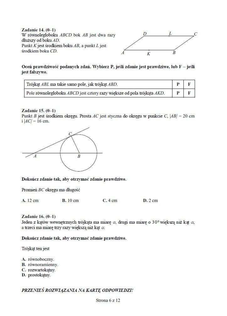 Egzamin gimnazjalny 2013. Test z matematyki i przyrody [ARKUSZE, PYTANIA, ODPOWIEDZI]