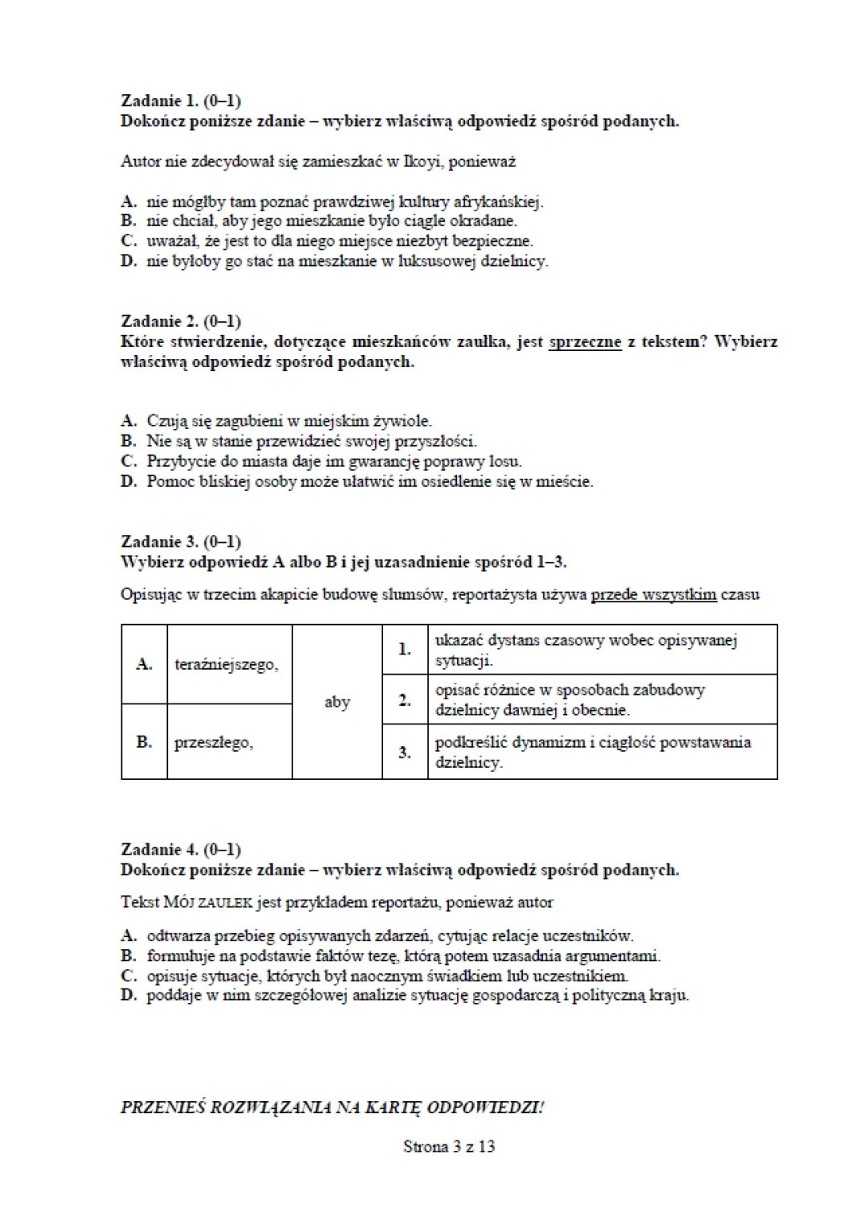 Test gimnazjalny 2014 - Język polski