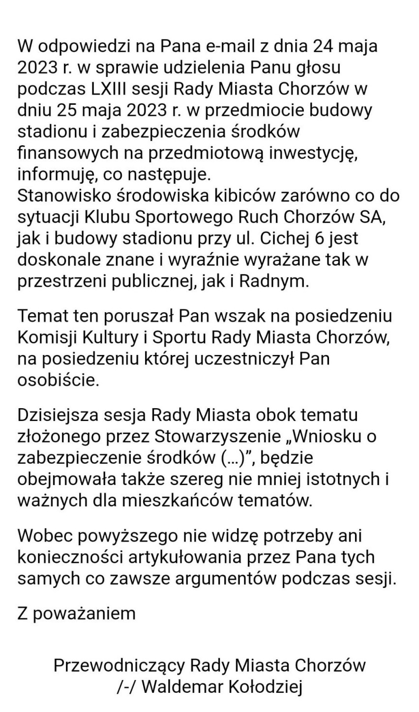 Odmowa udzielenia głosu Szymonowi Michałkowi podczas sesji...