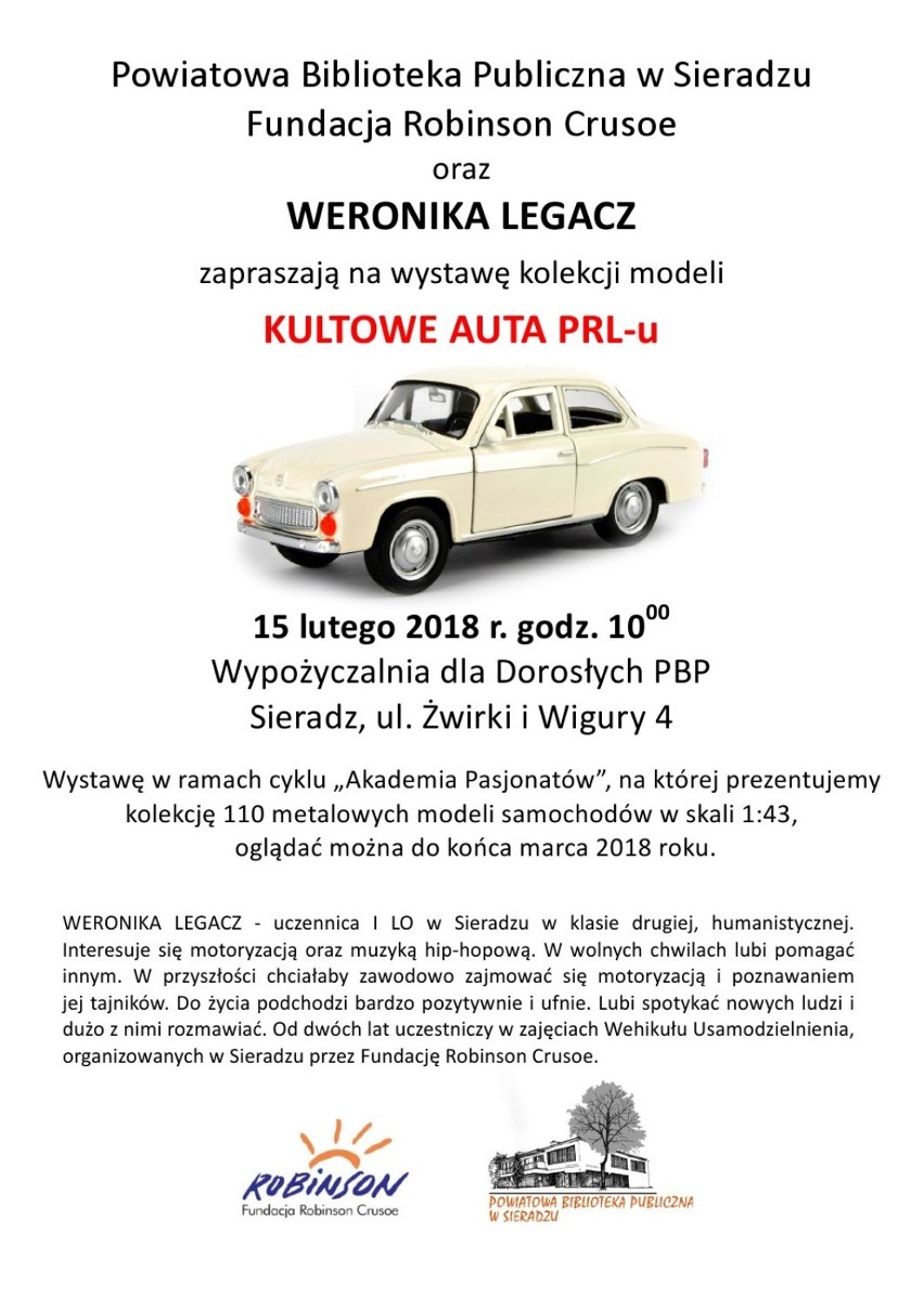 „Kultowe auta PRL-u” na wystawie w Sieradzu. Otwarcie w czwartek 15 lutego w powiatowej bibliotece