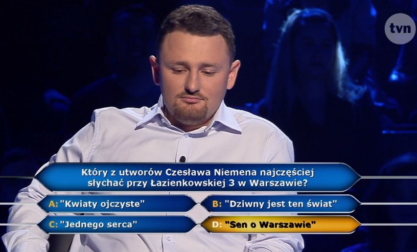 Błażej Szulc ze Skorzewa wygrał w "Milionerach" 125 tys. złotych! Zrezygnował przy pytaniu za ćwierć miliona zł