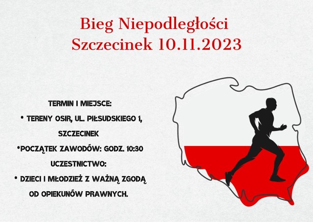 Plakat Biegi Niepodległości w Szczecinku