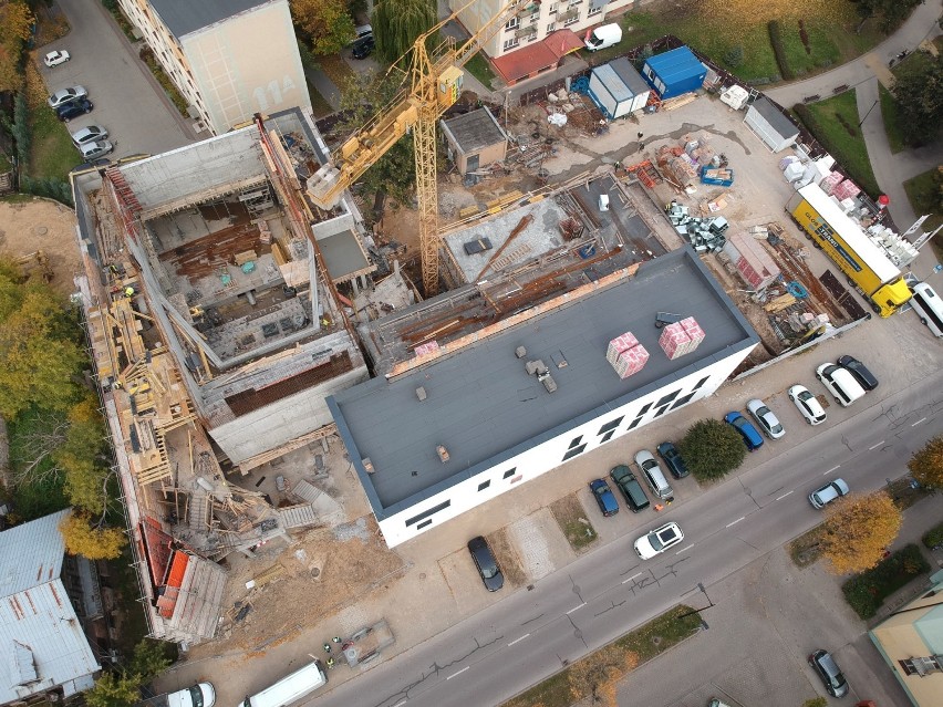 Zobacz budowę BDK w Bielsku z lotu drona [zdjęcia]