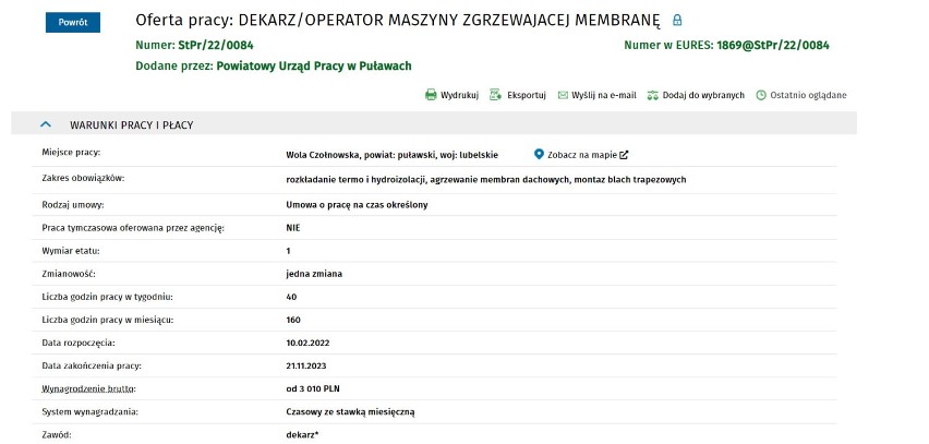 Szczegóły oferty pracy znajdziecie tutaj