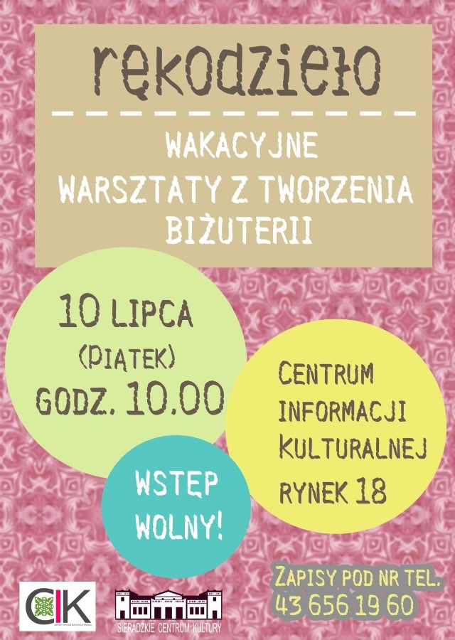 Wakacyjne warsztaty z tworzenia biżuterii odbędą się w piątek 10 lipca CIK w Sieradzu