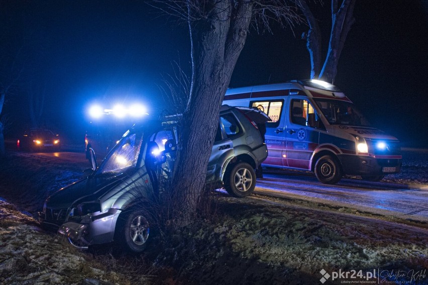 Nocny wypadek pod Świnkowem. Auto uderzyło w drzewo [ZDJĘCIA]