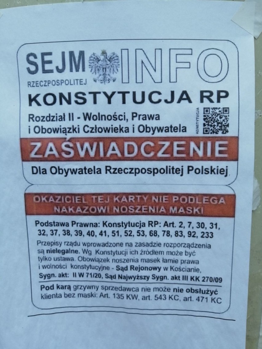 Antypandemiczny "ruch oporu" w Goleniowie? Pojawiły się ulotki