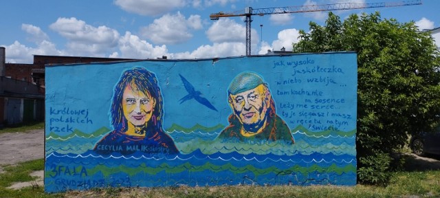 Mural dedykowany "Królowej polskich rzek" powstał na ścianie garażu w centrum Grudziądza