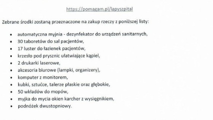 Szpital w Łapach zbiera na wyposażenie. Zbiórka na pomagam.pl (zdjęcia)